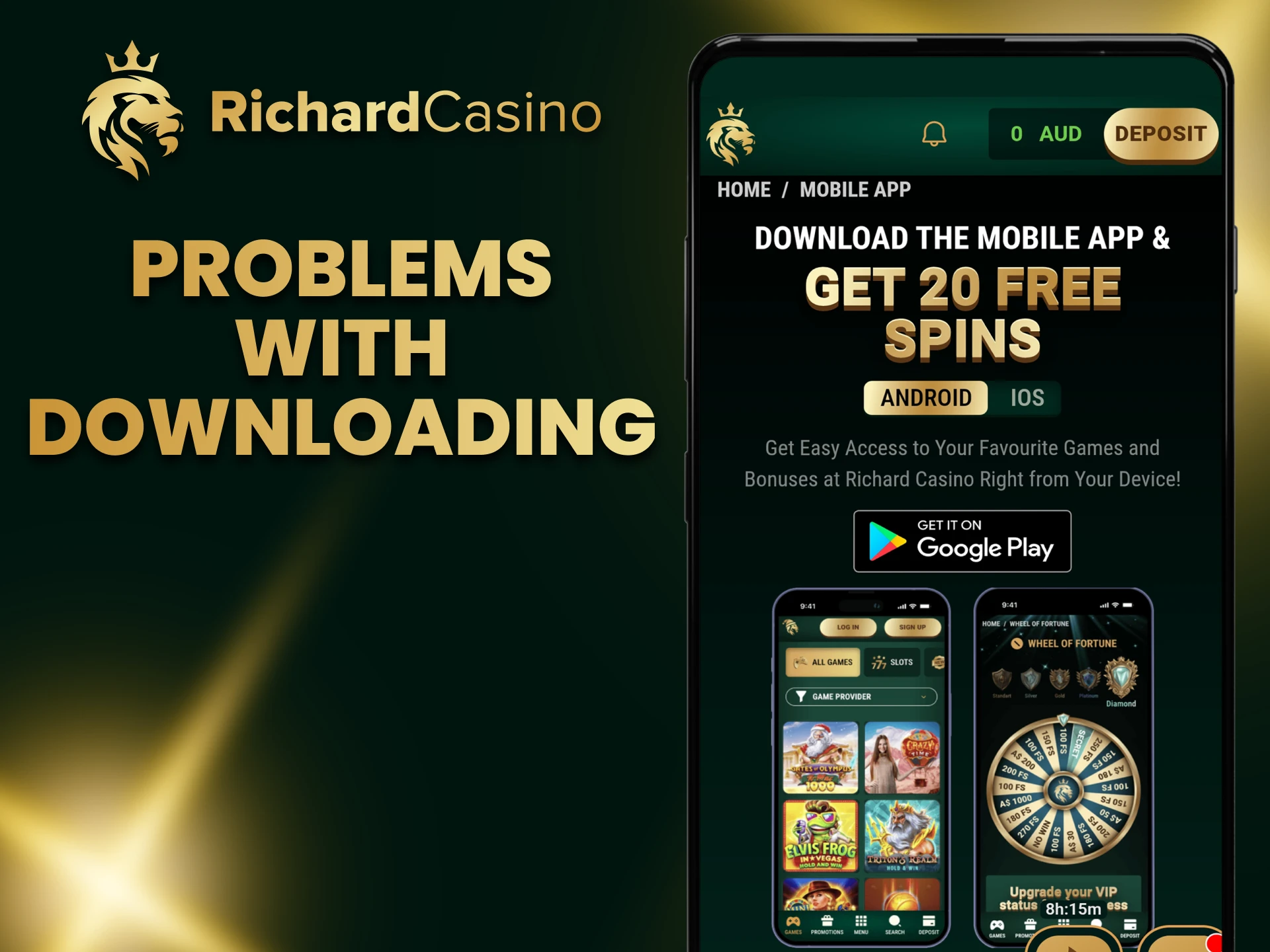 Find out about possible problems when downloading the Richard Casino app.