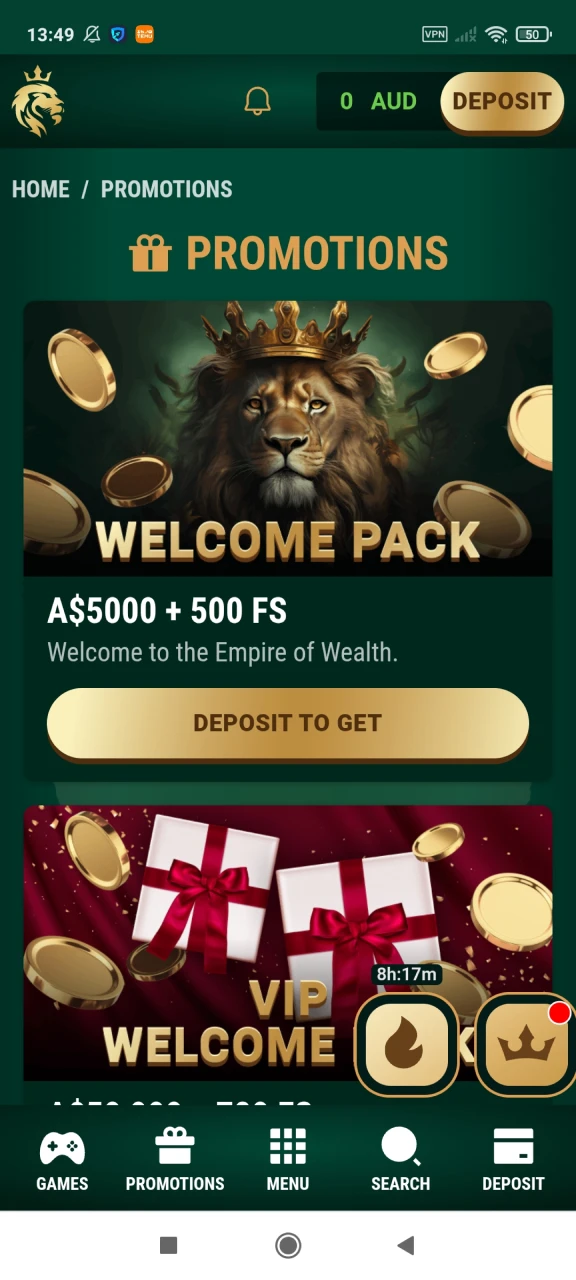 Visit the bonus page in the Richard Casino app.