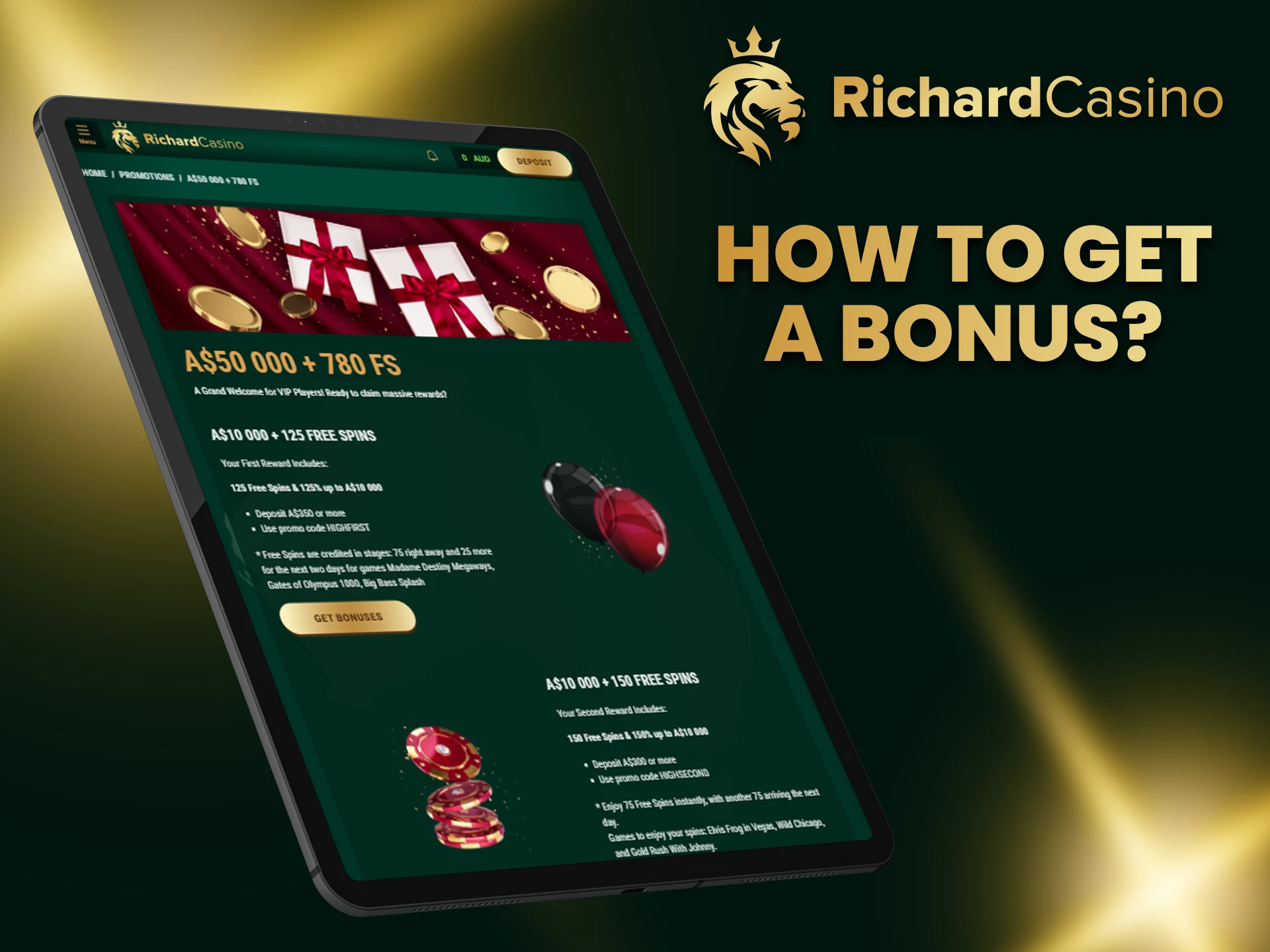 We will tell you how to get a bonus from Richard Casino.