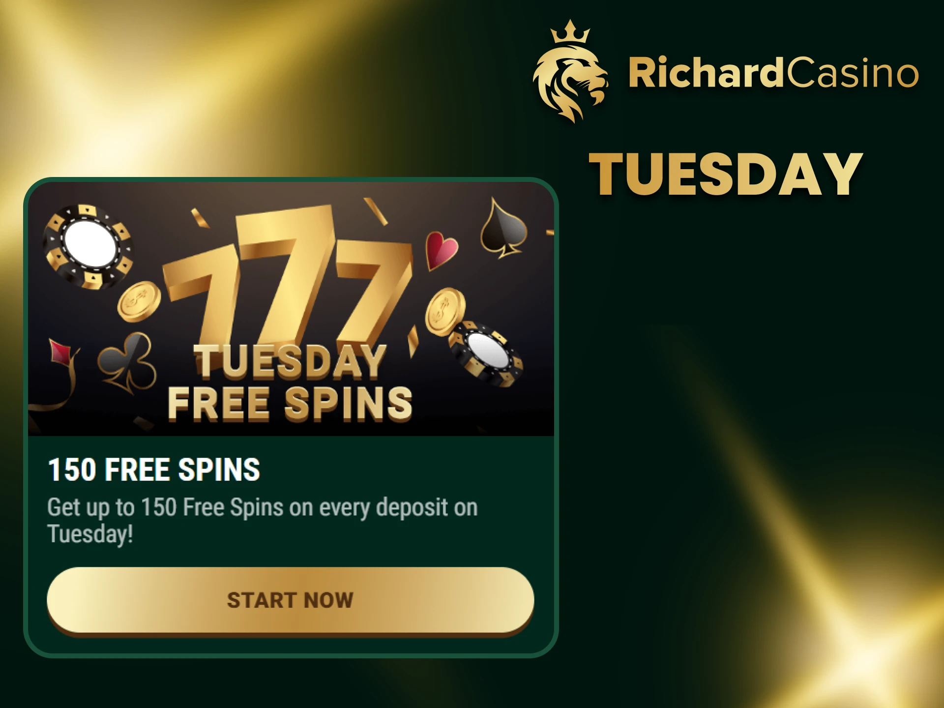 On Tuesday you get a special bonus from Richard Casino.