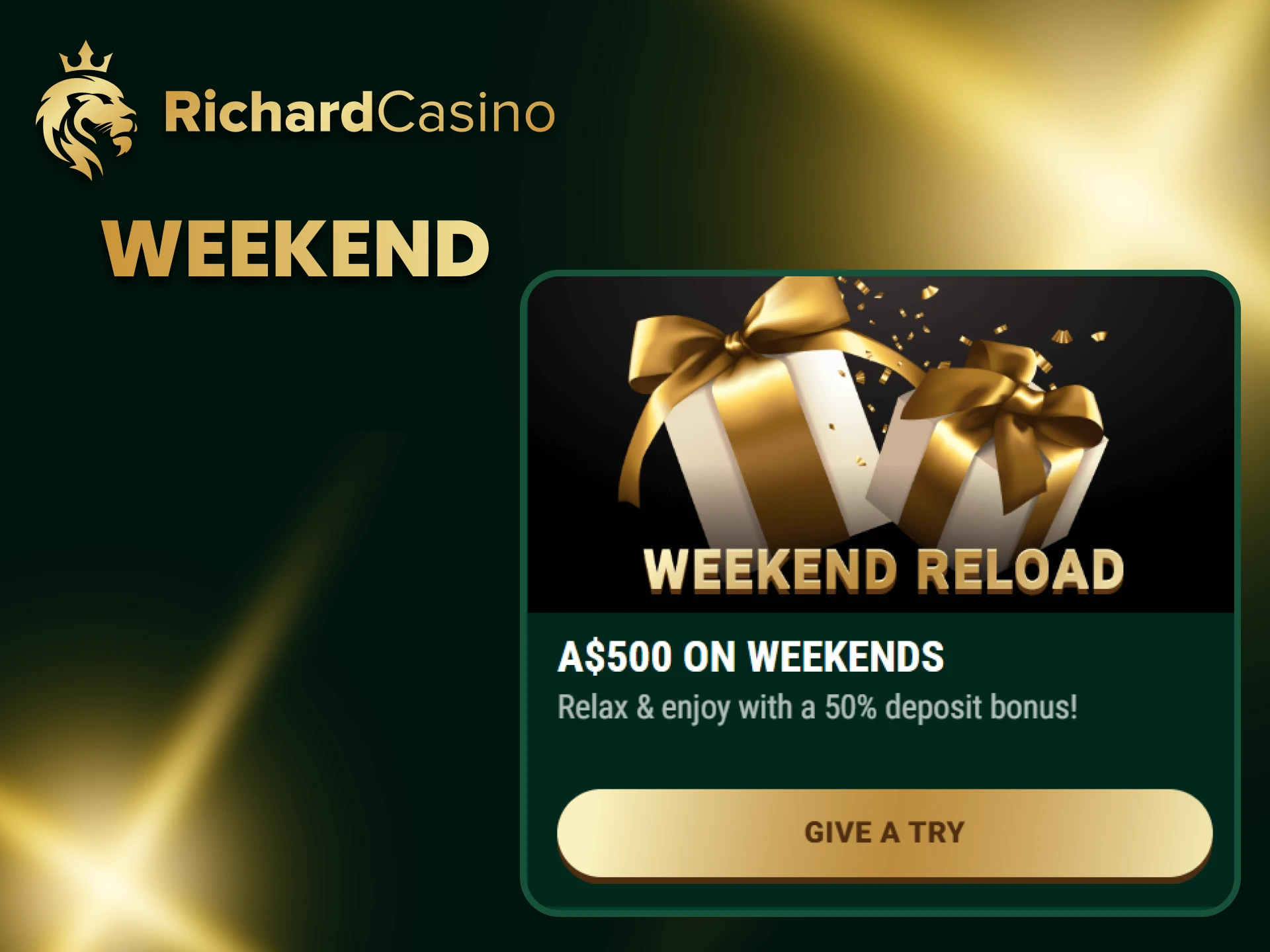 Get your weekend bonuses from Richard Casino.