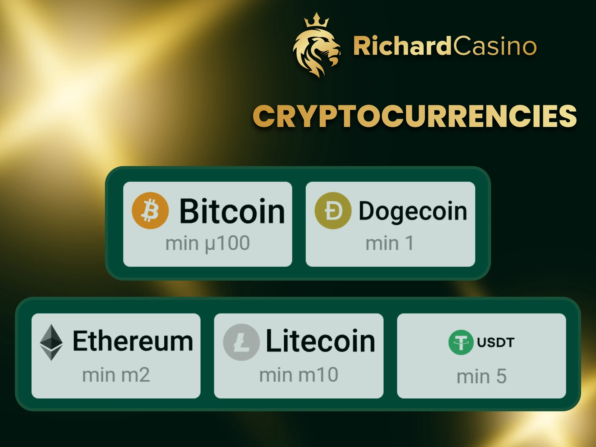 Top up your deposit via cryptocurrency at Richard Casino.