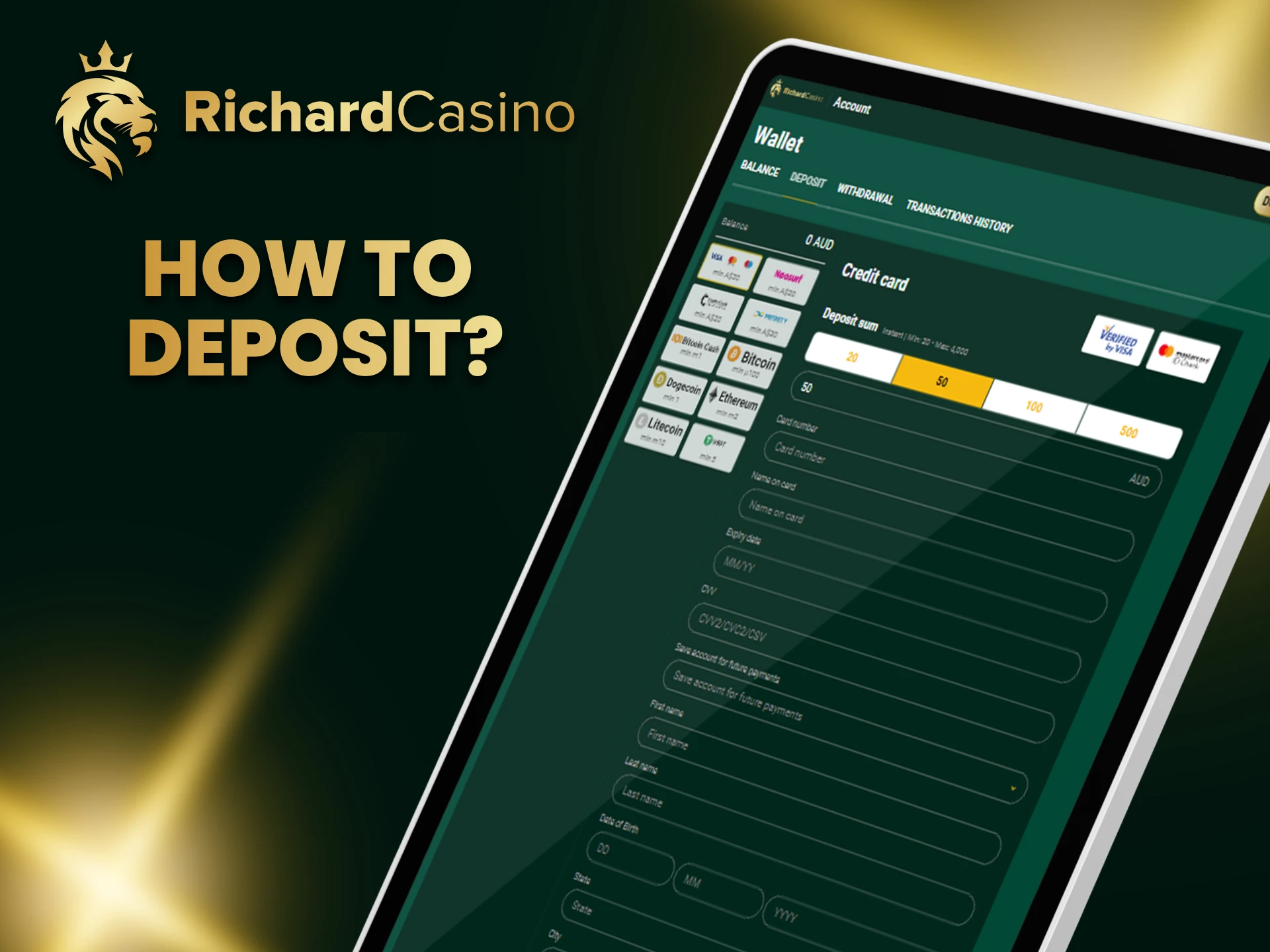 Top up your deposit at Richard Casino.