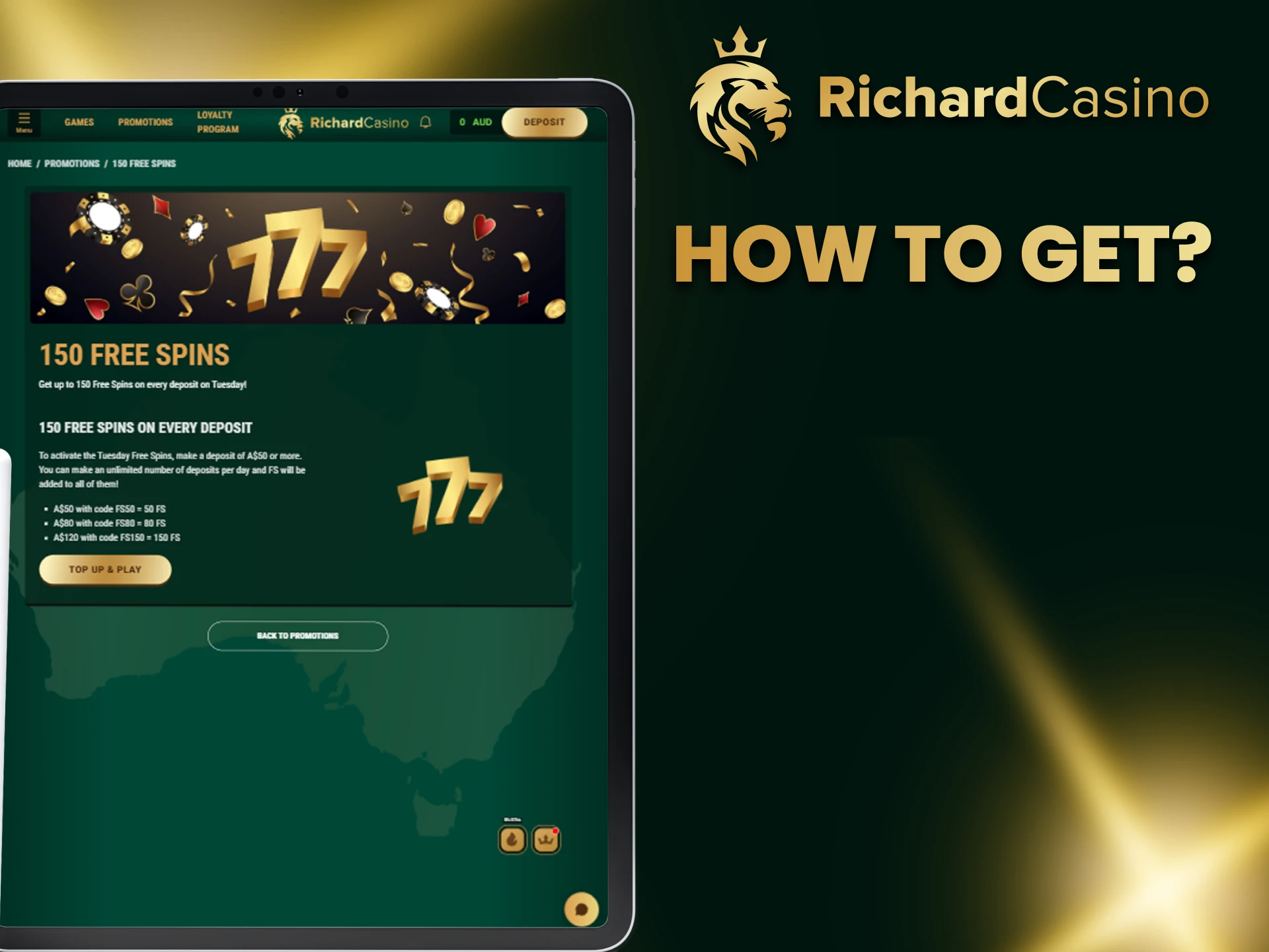 Find out how to get free spins from Richard Casino.