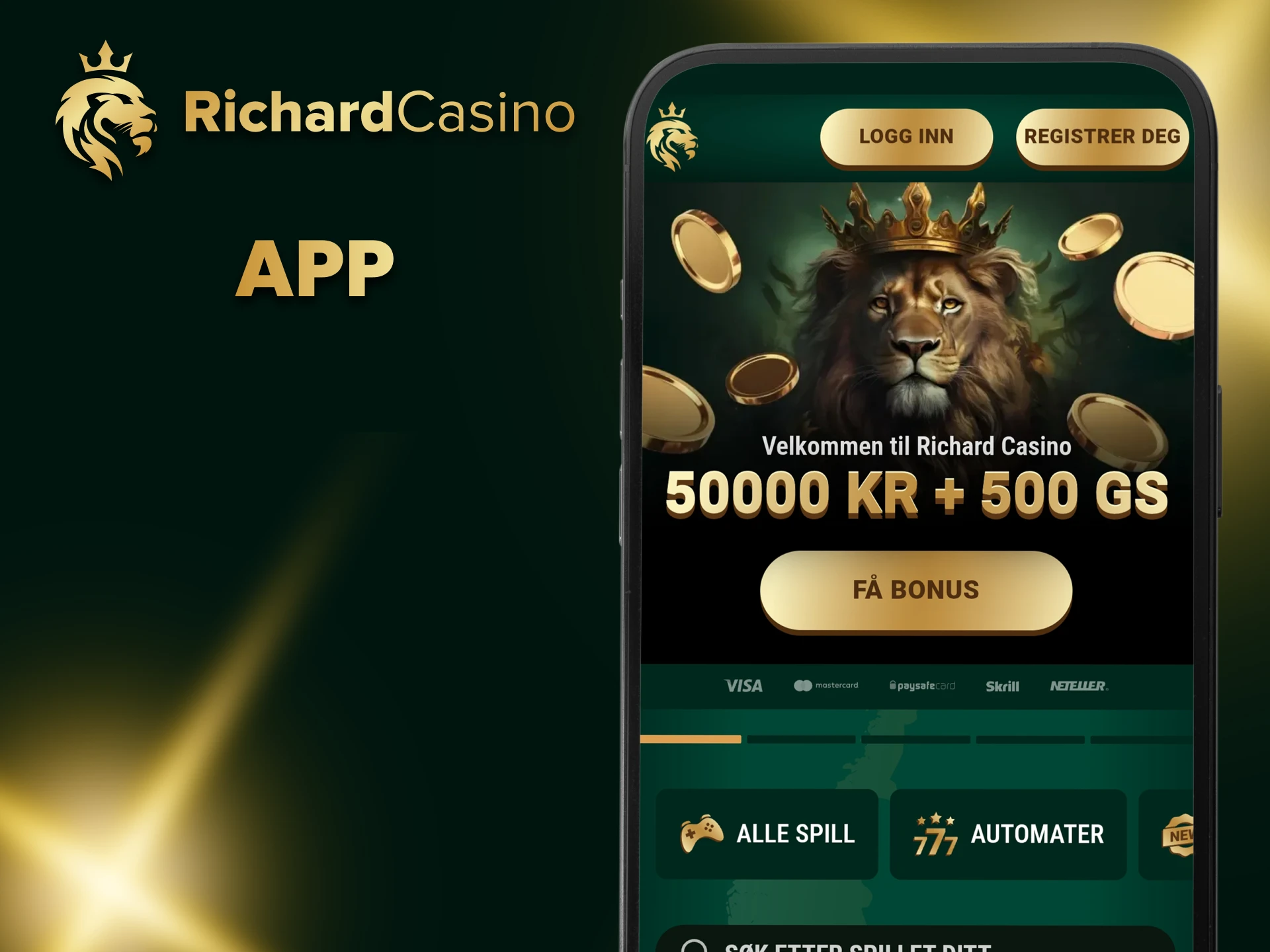 Last ned Richard Casino-appen for spill.
