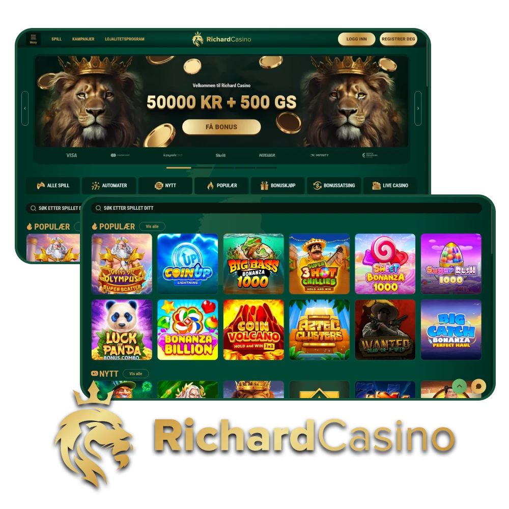 For kasinospill, velg Richard Casino.