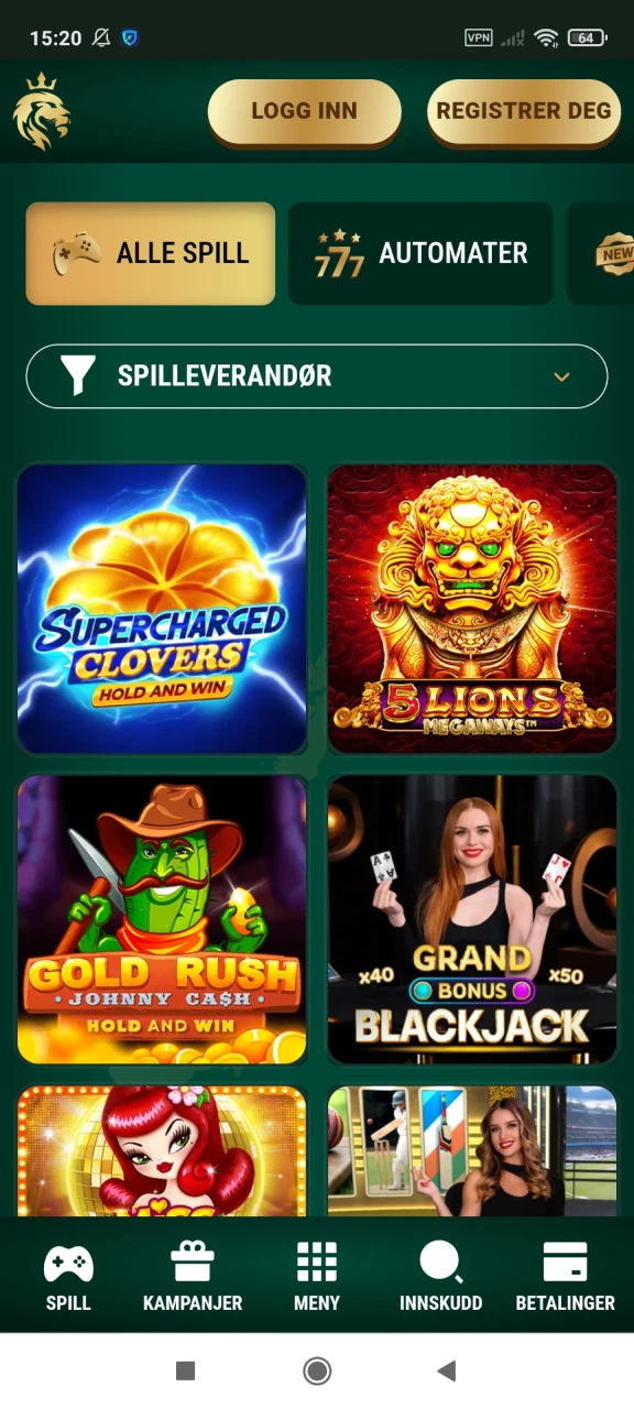 Begynn å spille på Richard Casino.