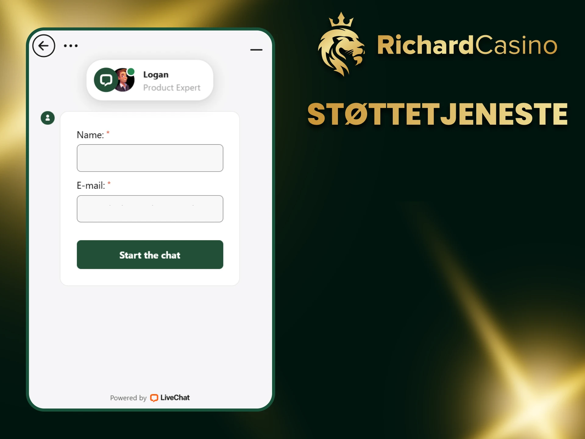Et chat-støttealternativ er tilgjengelig på Richard Casinos nettsted.