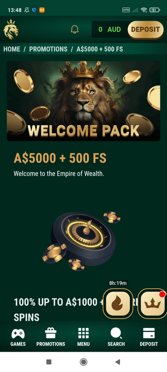 Activate the welcome bonus at Richard Casino.