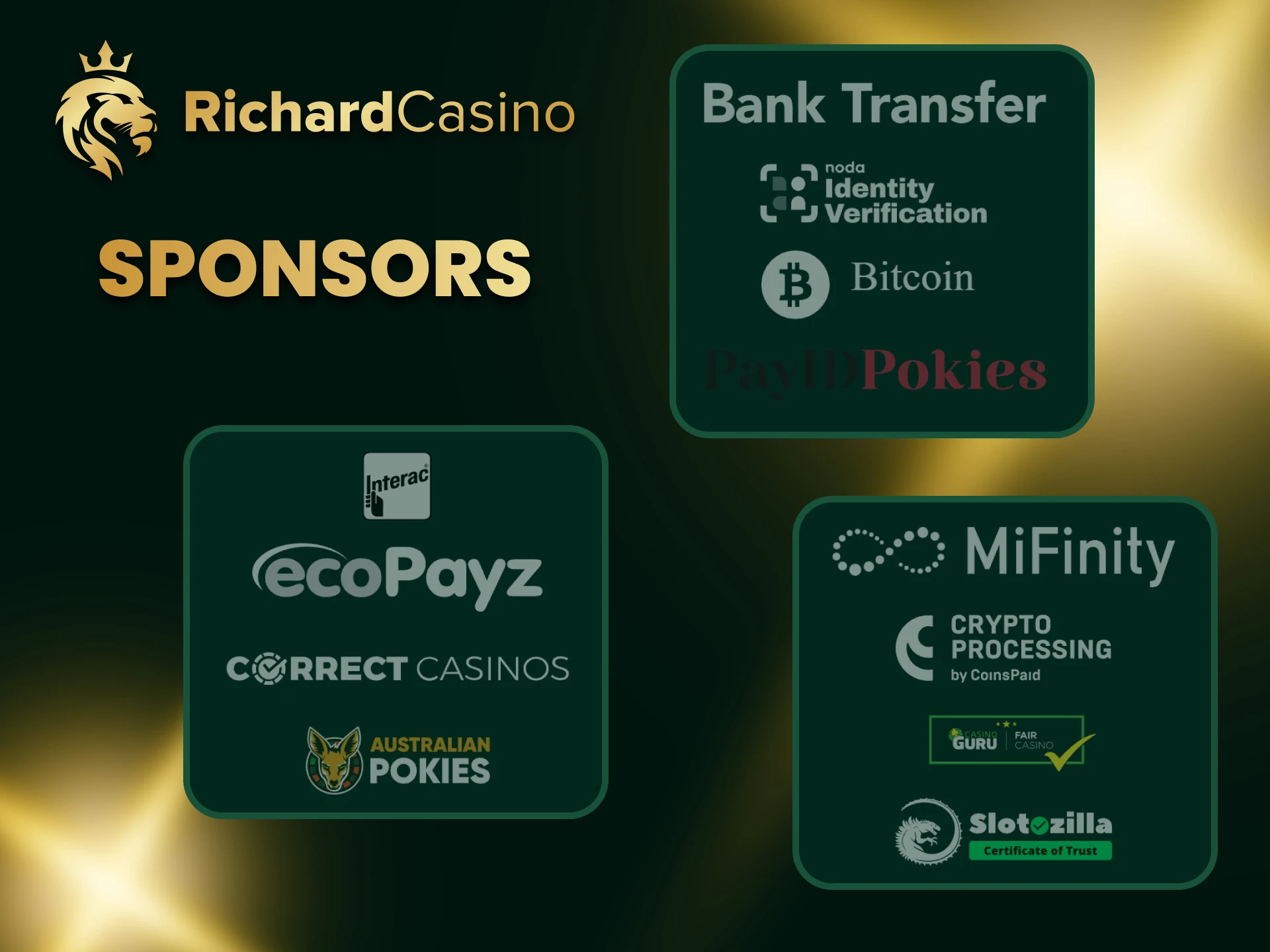 We will tell you about the sponsors of the Richard Casino website.