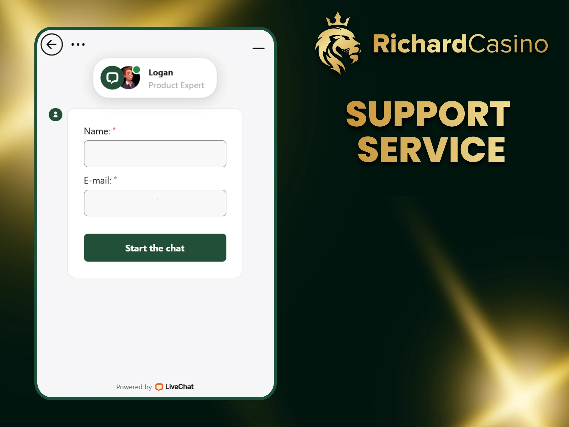 On the Richard Casino website you will find a chat with support.