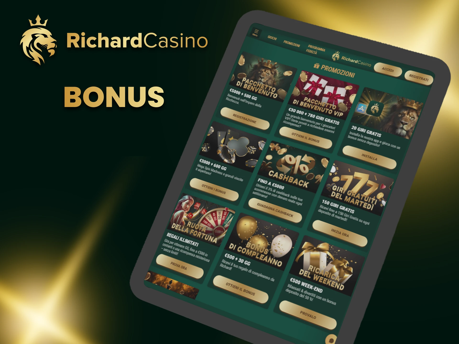 Ottieni bonus da Richard Casino.