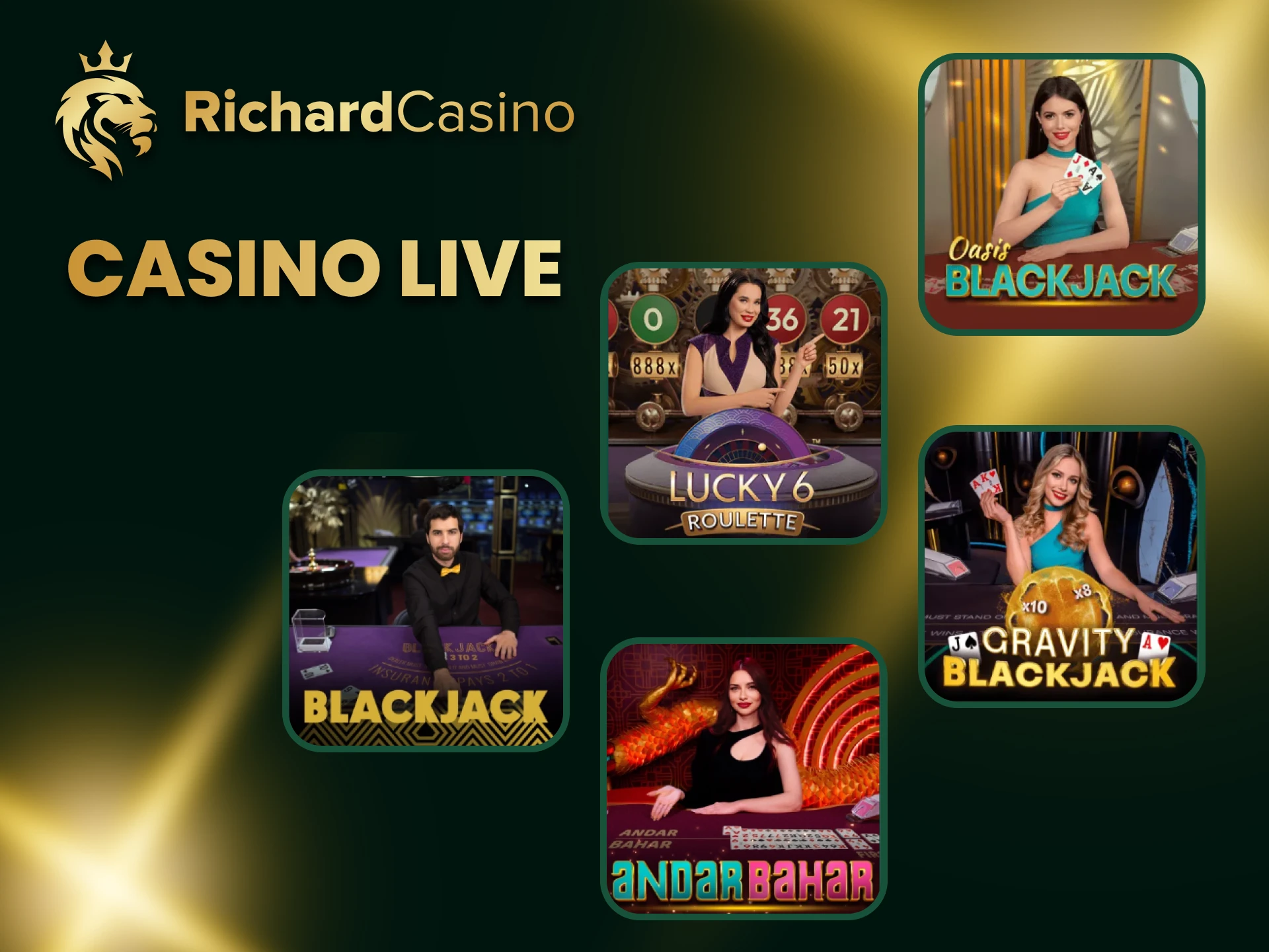 Puoi giocare al casinò dal vivo su Richard Casino.