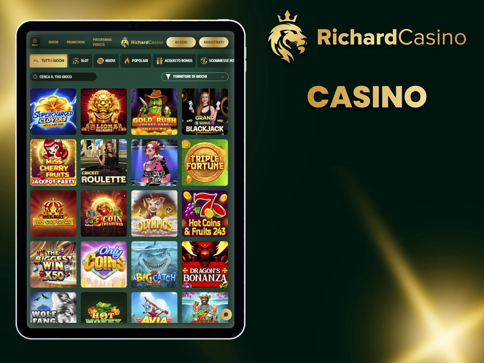 Presso Richard Casino troverete una vasta gamma di giochi da casinò.