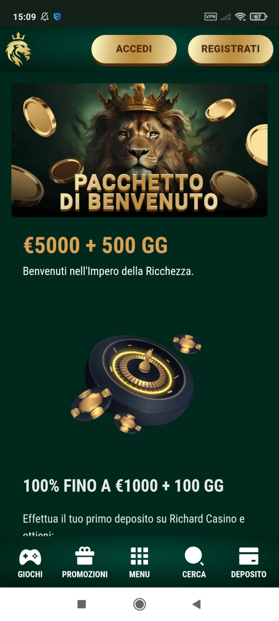 Scegli un bonus di Richard Casino.