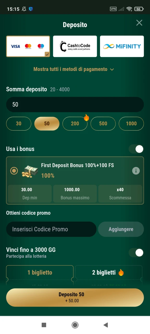 Ricarica il tuo deposito su Richard Casino.
