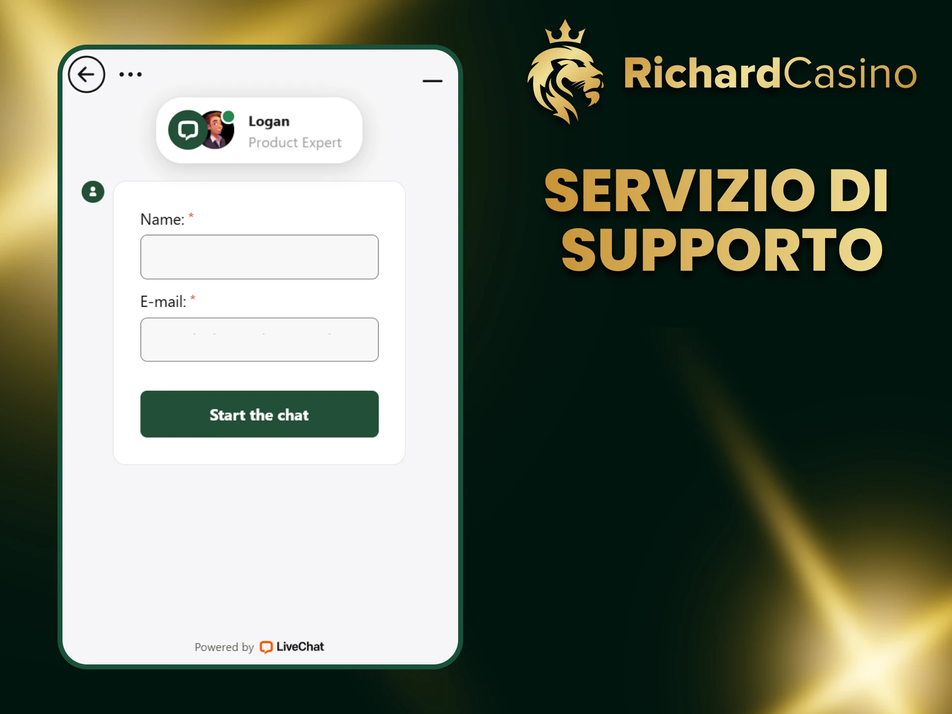 Sul sito web di Richard Casino è disponibile un'opzione di supporto tramite chat.