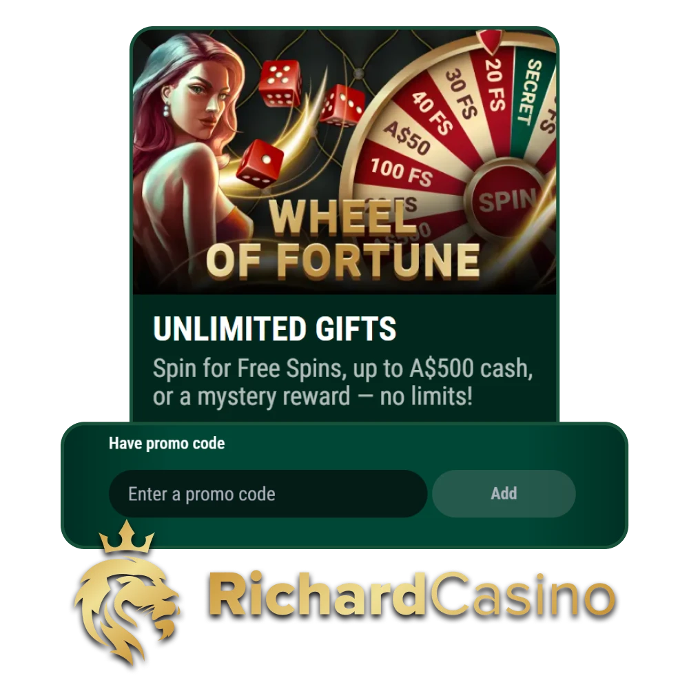 Go to Richard Casino and use the promo code for bonuses.