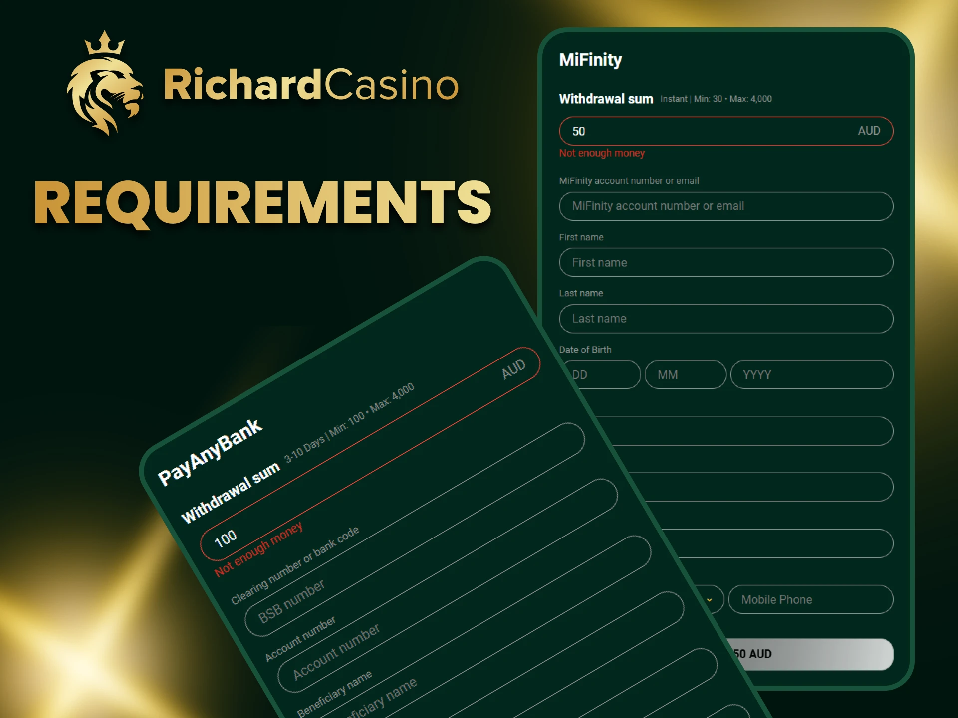Check out the withdrawal requirements at Richard Casino.