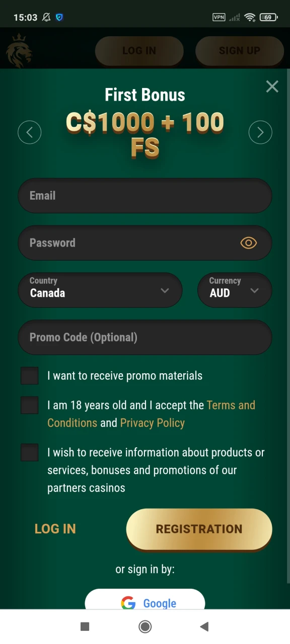 Register at Richard Casino.