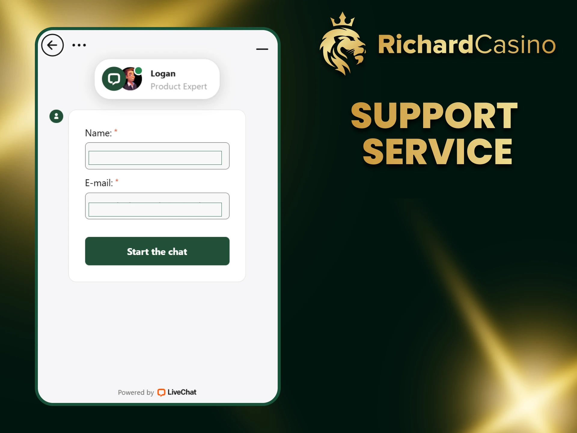 On the Richard Casino website you will find a chat with support.