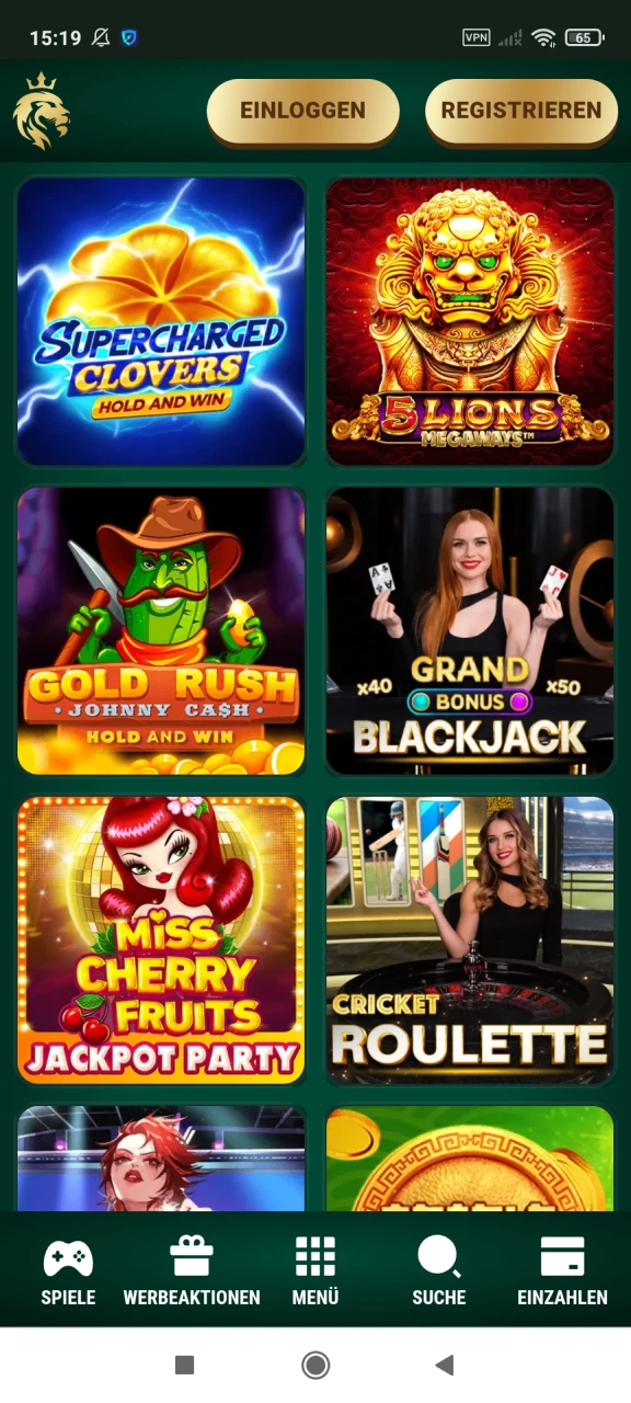 Beginnen Sie, Spiele im Richard Casino zu spielen.